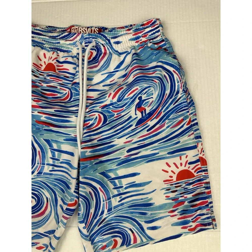 RSVLTS Swim Trunks Boys Lot Of 2 Watercolor Waves Surfer/Bomb-pop Lined